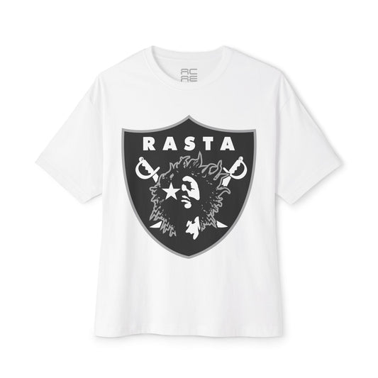 RASTA RAIDERS WHITE Oversized Boxy Tee