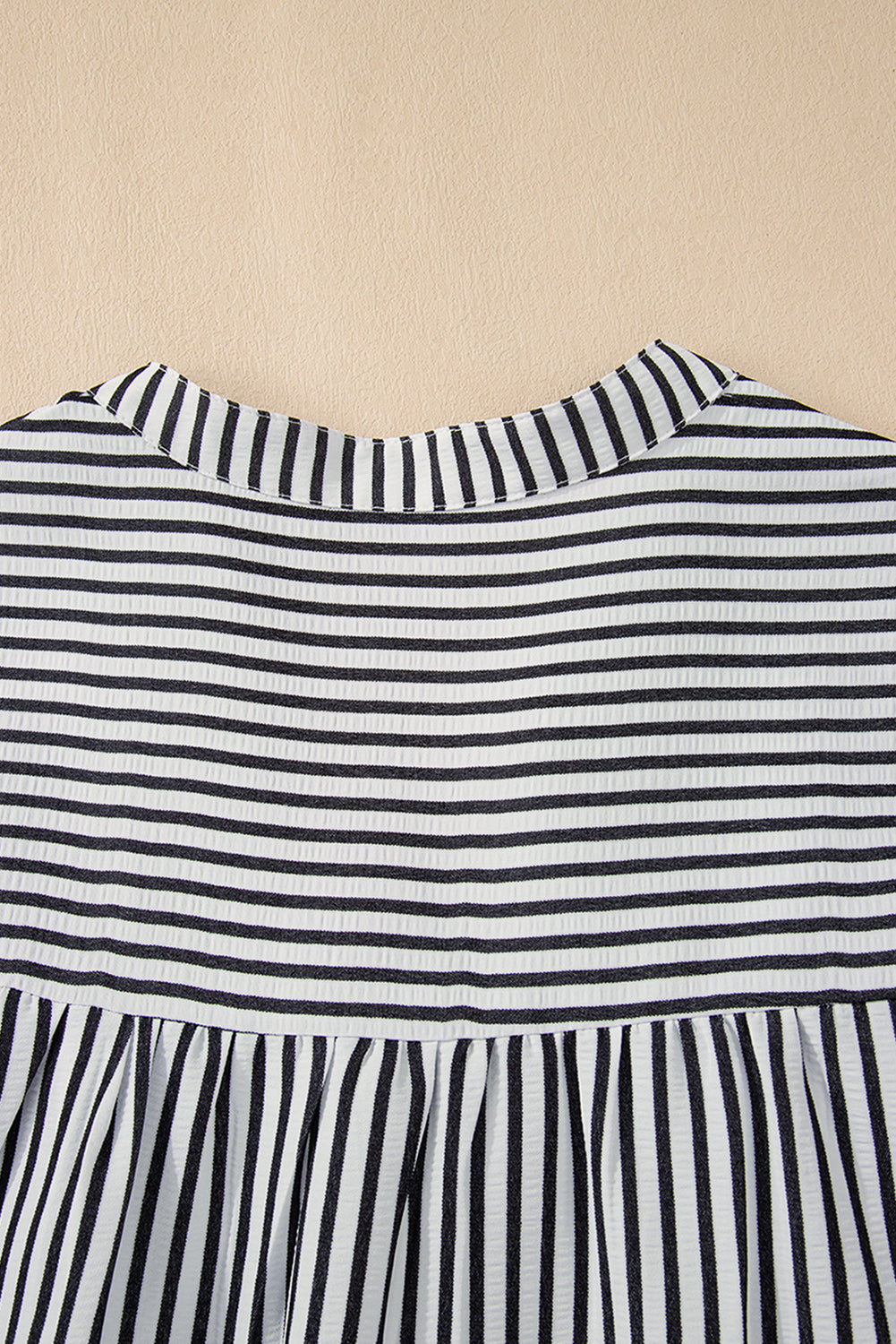 Stripe Short Sleeve Buttoned V Neck Pocketed Mini Dress