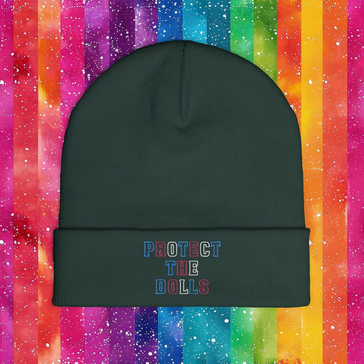 Protect the Dolls LGBTQ+ Pride Trans Support Embroidered Knit Beanie