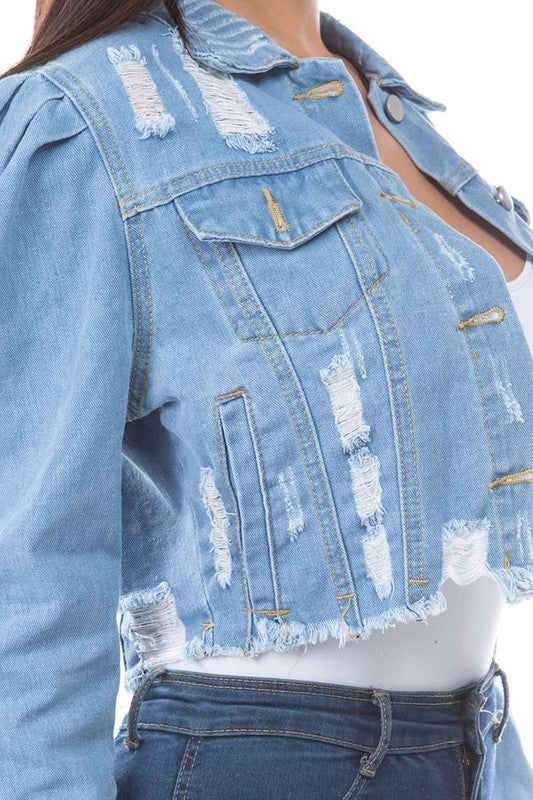 “Miss Cute Stuff” Denim Crop Jacket