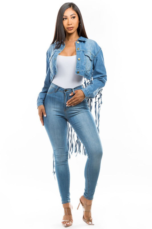 “Flex On ‘Em” Denim Crop Jacket