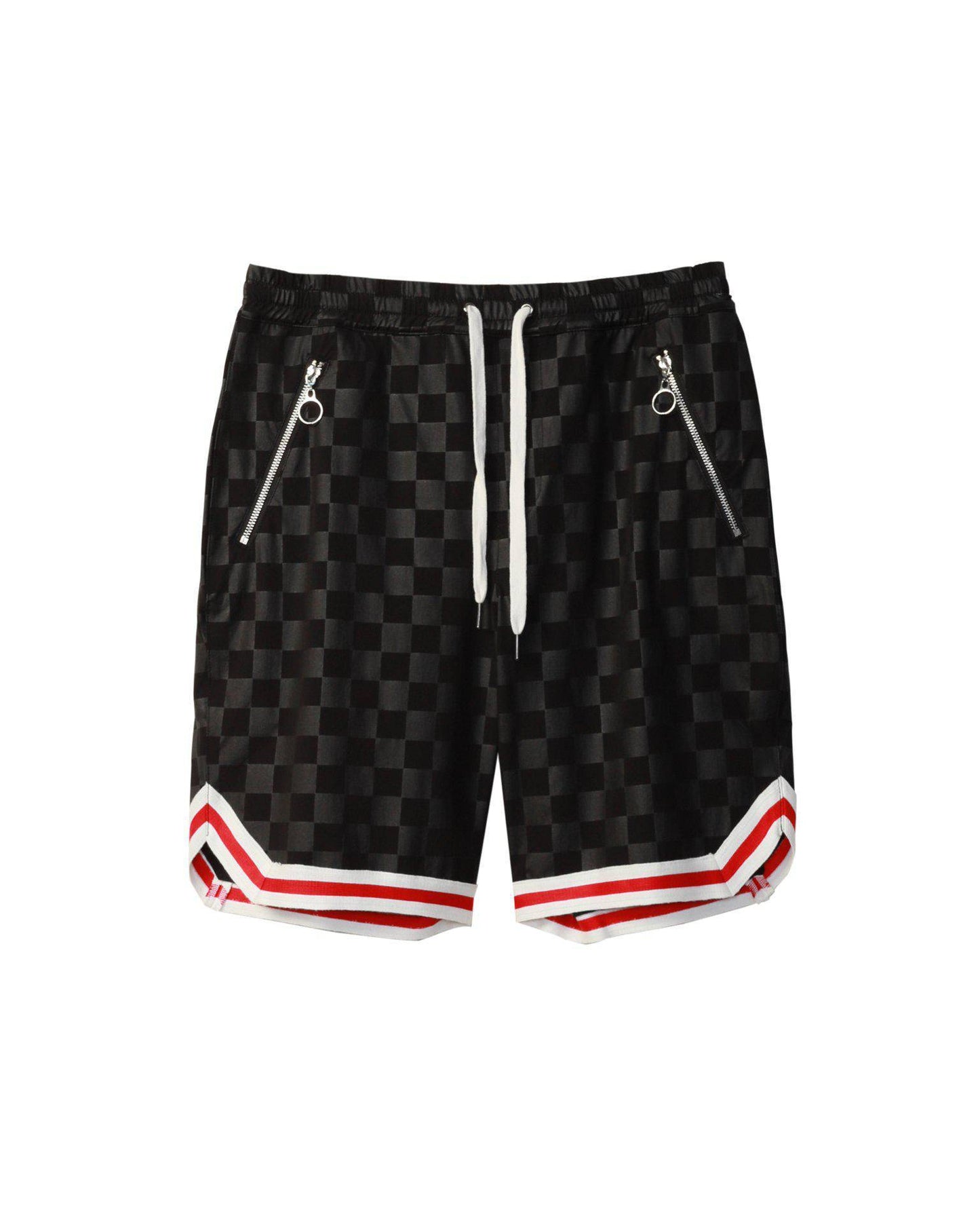 Konus Men's Tonal Checkered Shorts with Tape in Black