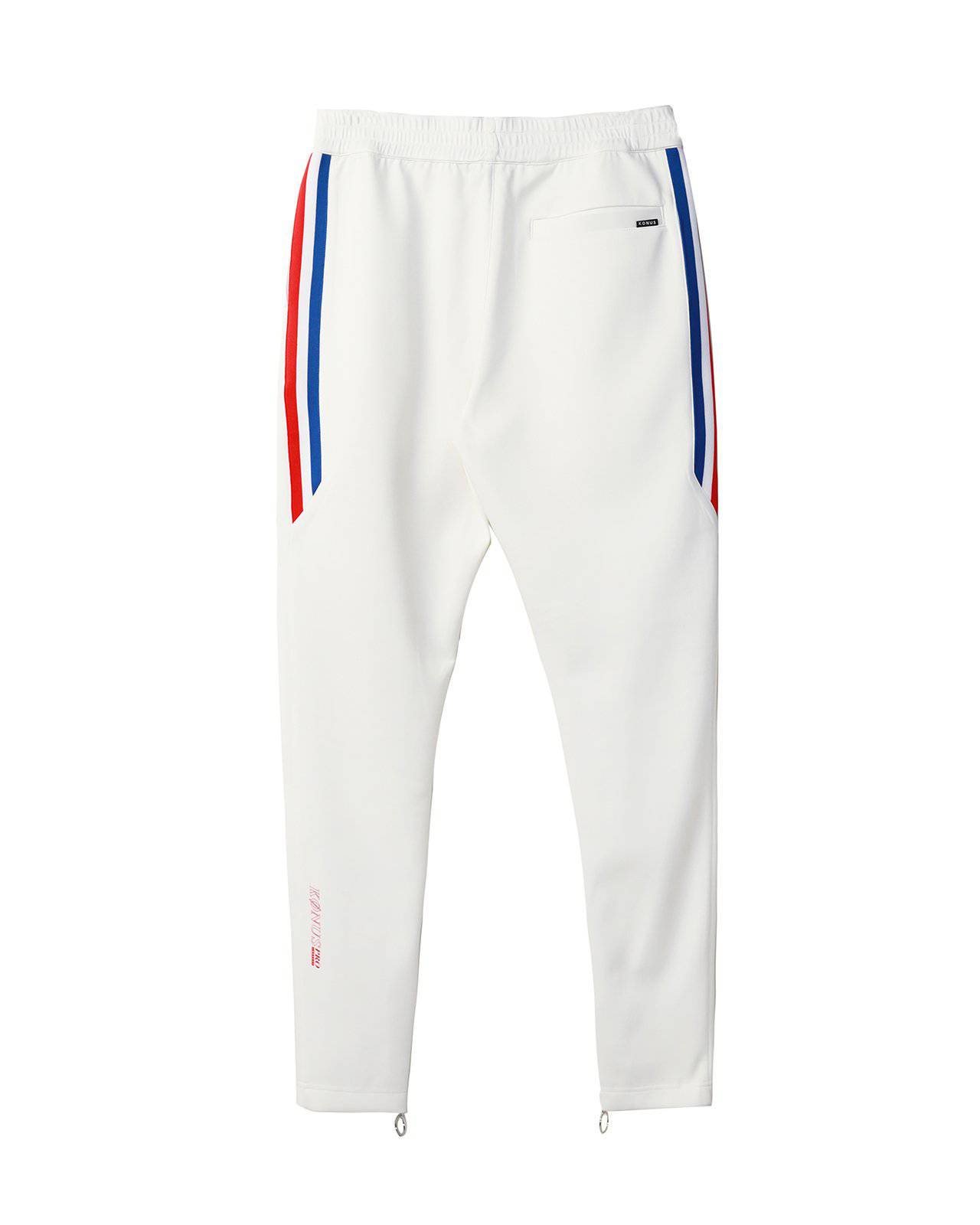 Konus Men's Track Pants With Knit Tape detail in White