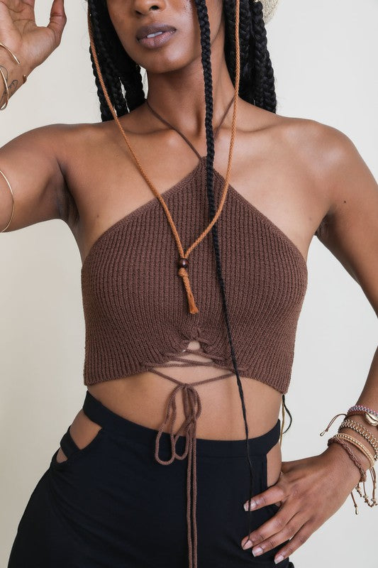 “My Tribe” Halter Knit Bralette