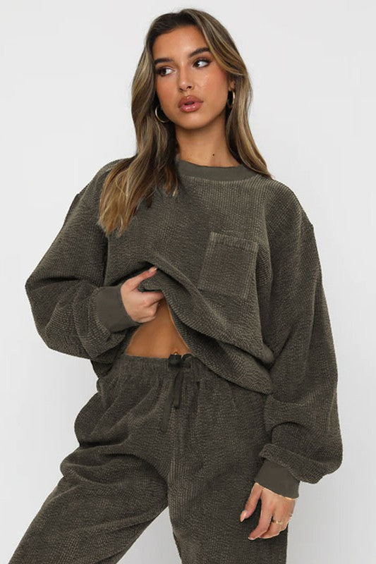 “Home Body” Two Piece Corduroy Western Set