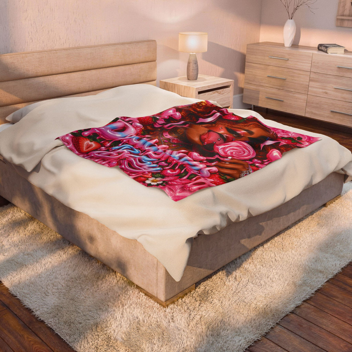 Daddykins Baby Girl Y2K Pink Candy Velveteen Plush Blanket