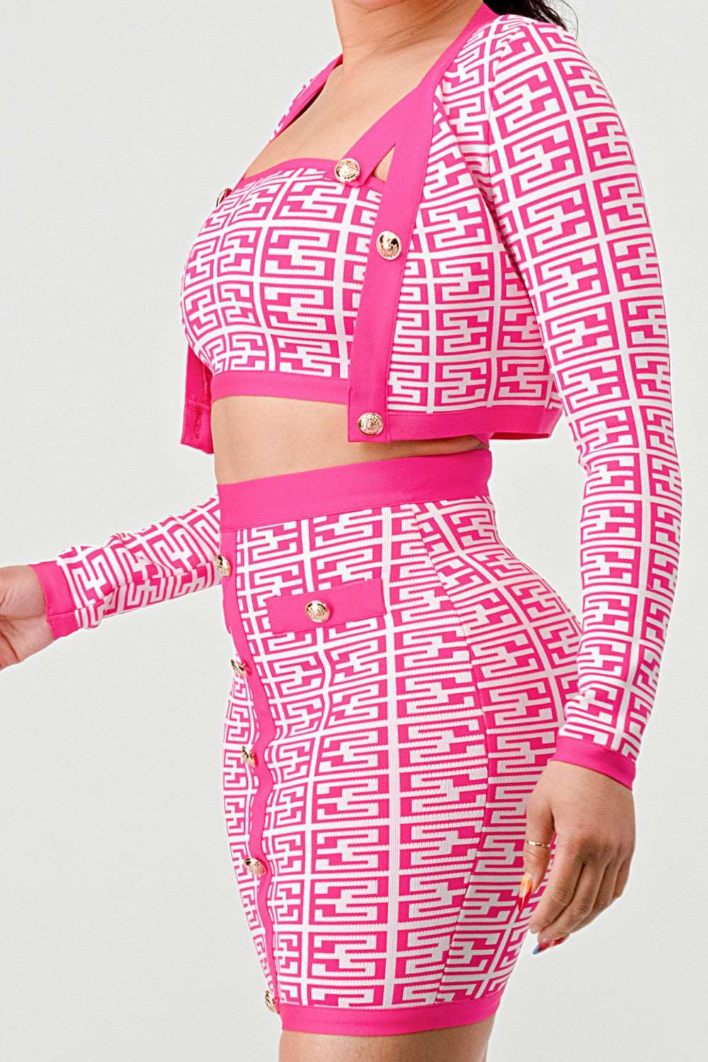 PRINTED BARBIE PINK THREE PIECE