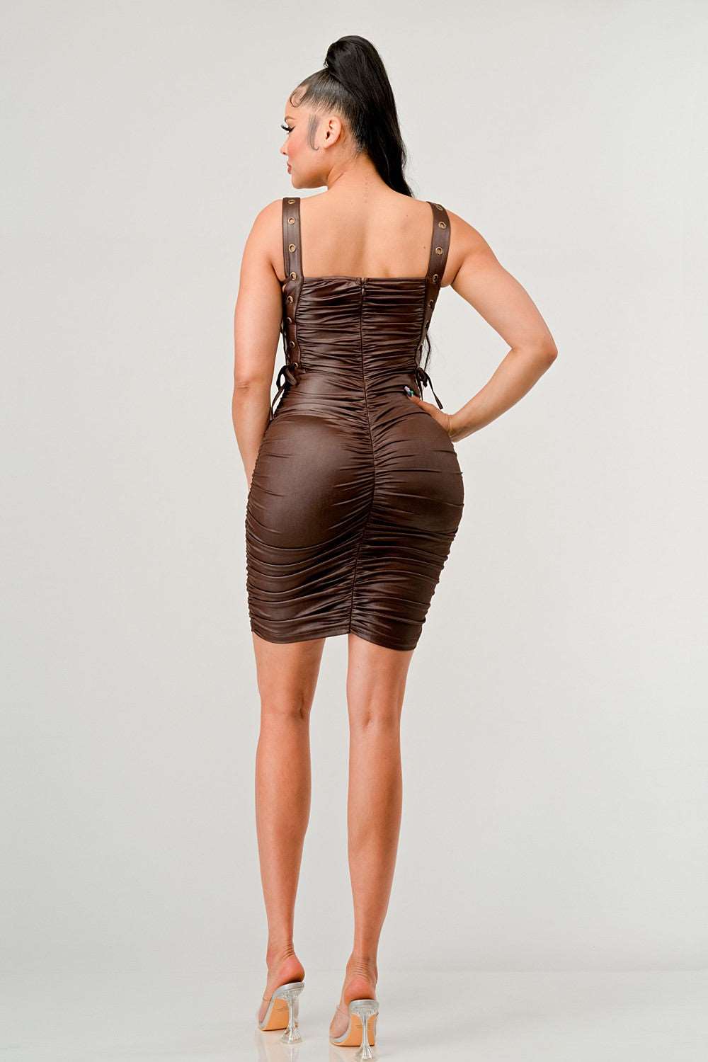 Playful soft PU mini dress