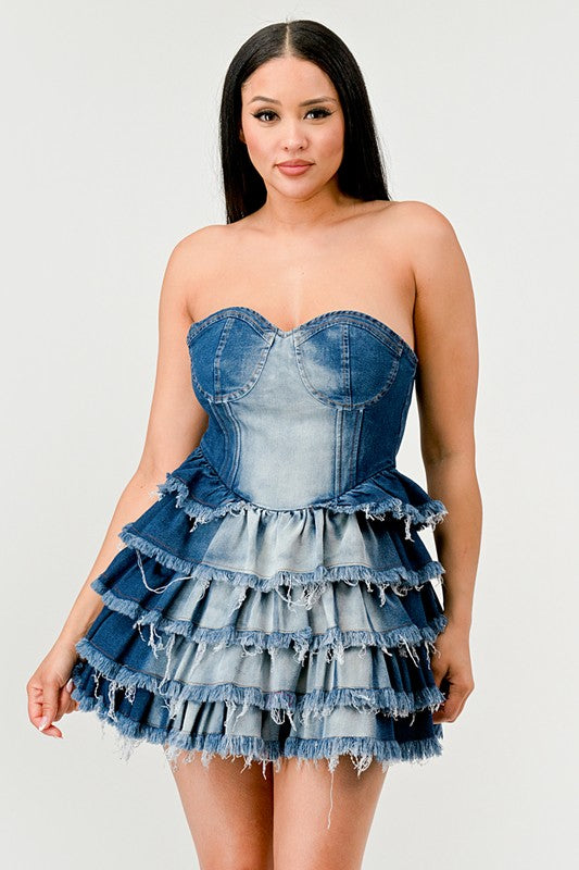 “Princess of Denim” Tiered Ruffle Dress