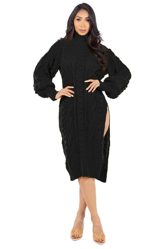 “Cold Shoulder” Sweater Dress