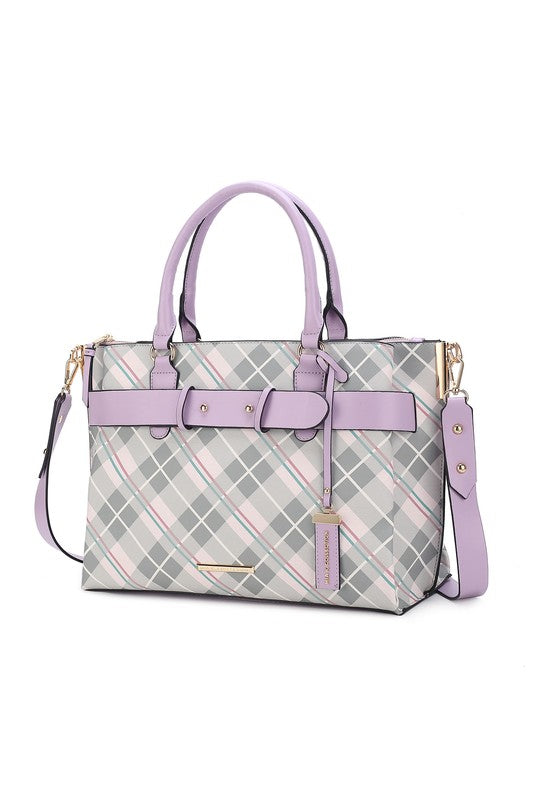 “Vivian” Plaid Satchel Bag