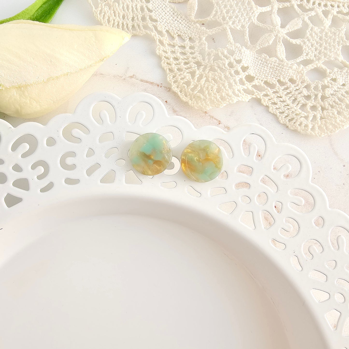 Gia Studs - Champagne Mint