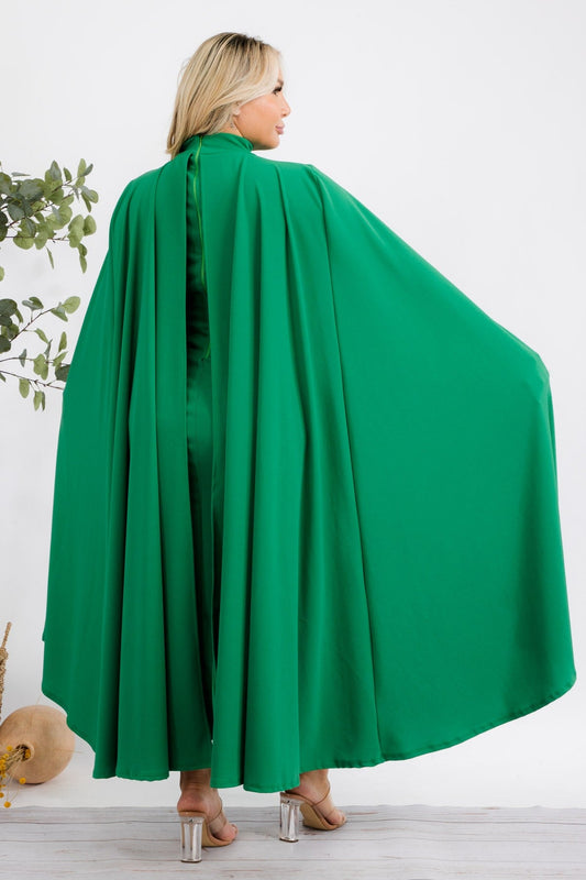 The Stella Cape Midi Dress - Green