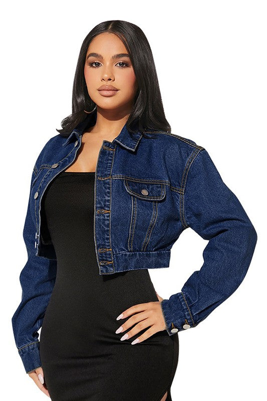 “Peek, No Boo” Denim Crop Jacket