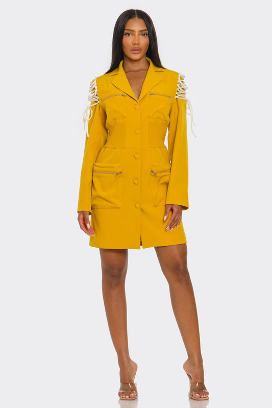Savina Utility Lace-Up Blazer Dress