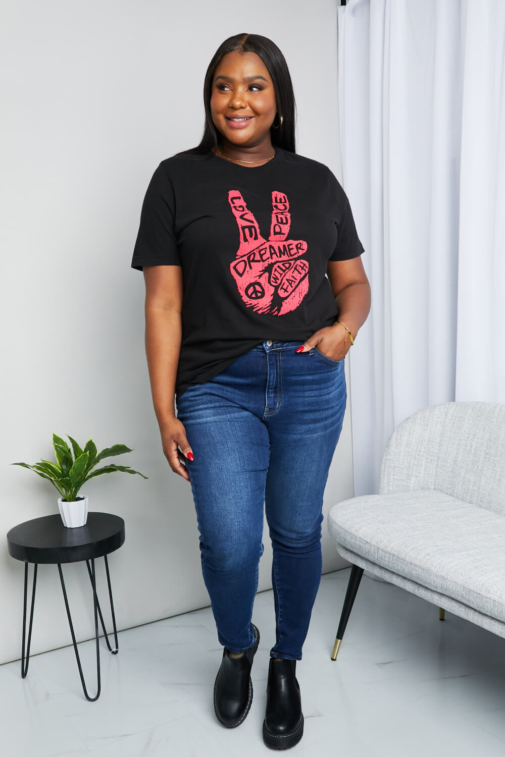 “Peace, Love, Dreamer” Graphic Tunic T-Shirt