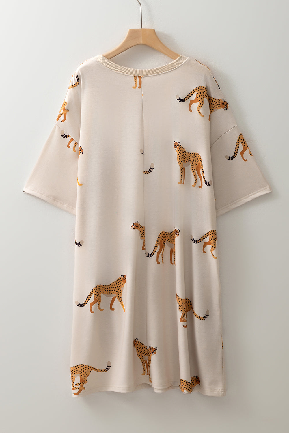 Cheetah Print Side Pockets T Shirt Mini Dress