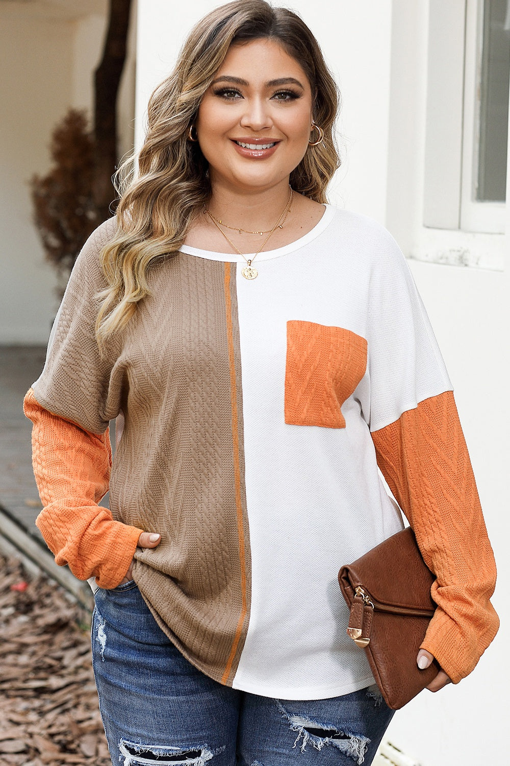Color Block Dropped Shoulder Blouse