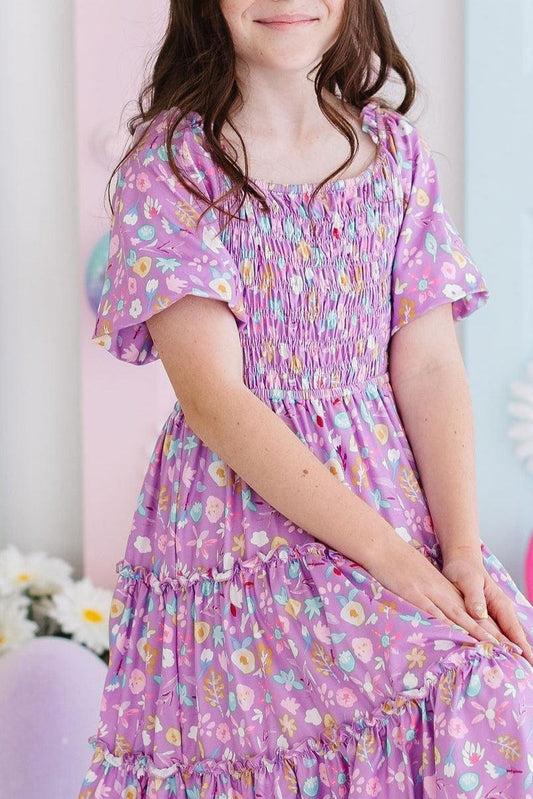 Playful Posy Smocked Ruffle Dress