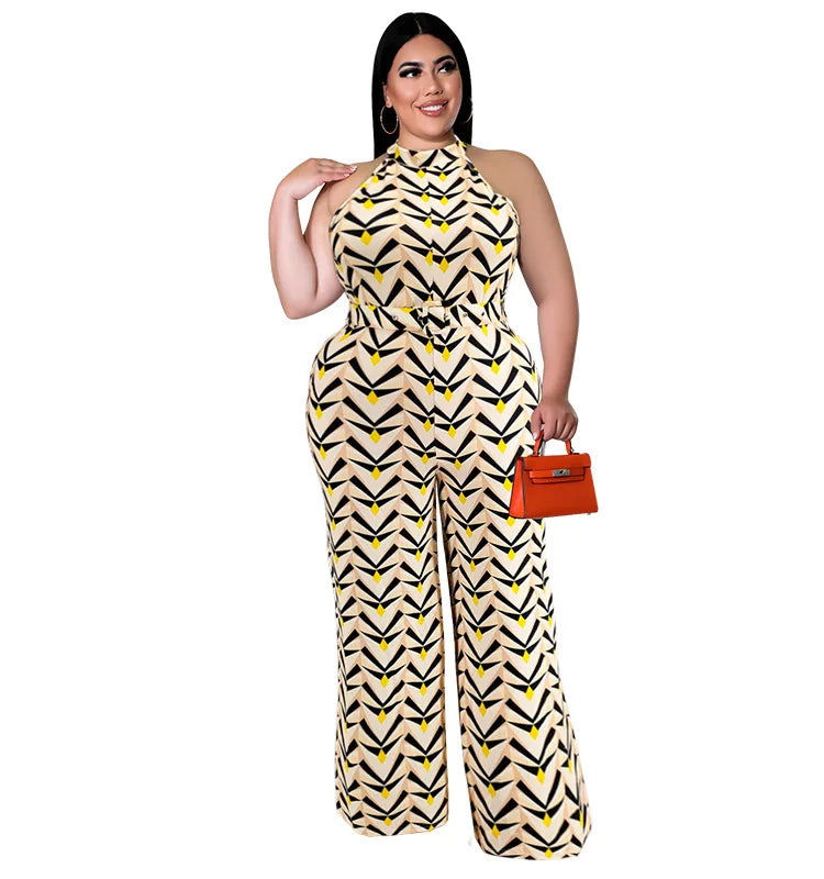 Casual Sleeveless Geometric Jumpsuit