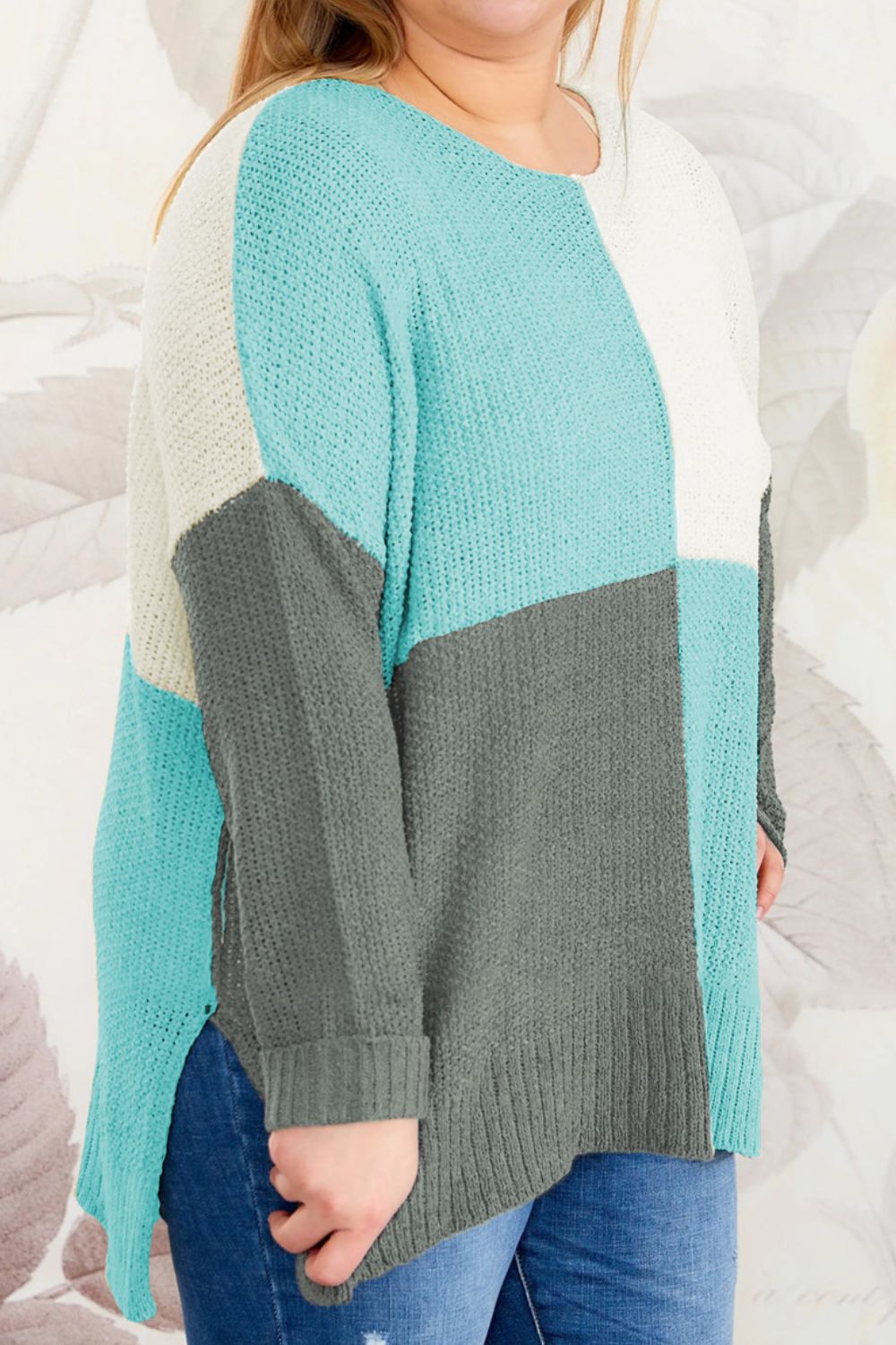 Color Block Round Neck Sweater