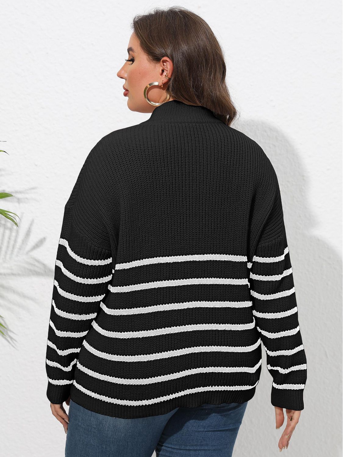 Zip-Up Striped Sweater