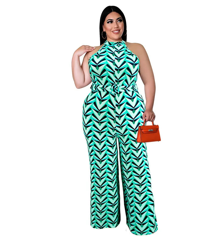 Casual Sleeveless Geometric Jumpsuit