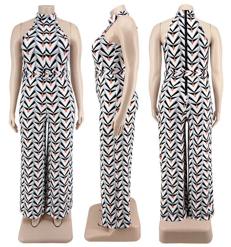 Casual Sleeveless Geometric Jumpsuit