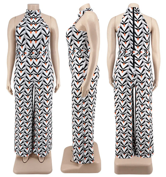 Casual Sleeveless Geometric Jumpsuit