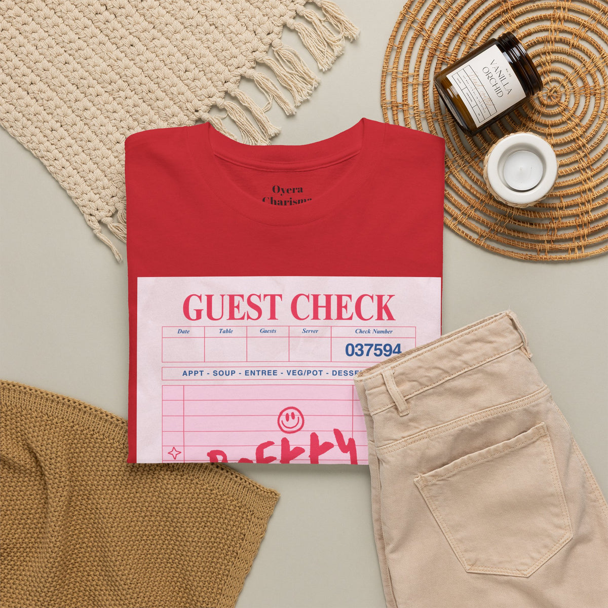 Pretty Curvy Girl Tee — Pink Guest Check Graphic Shirt