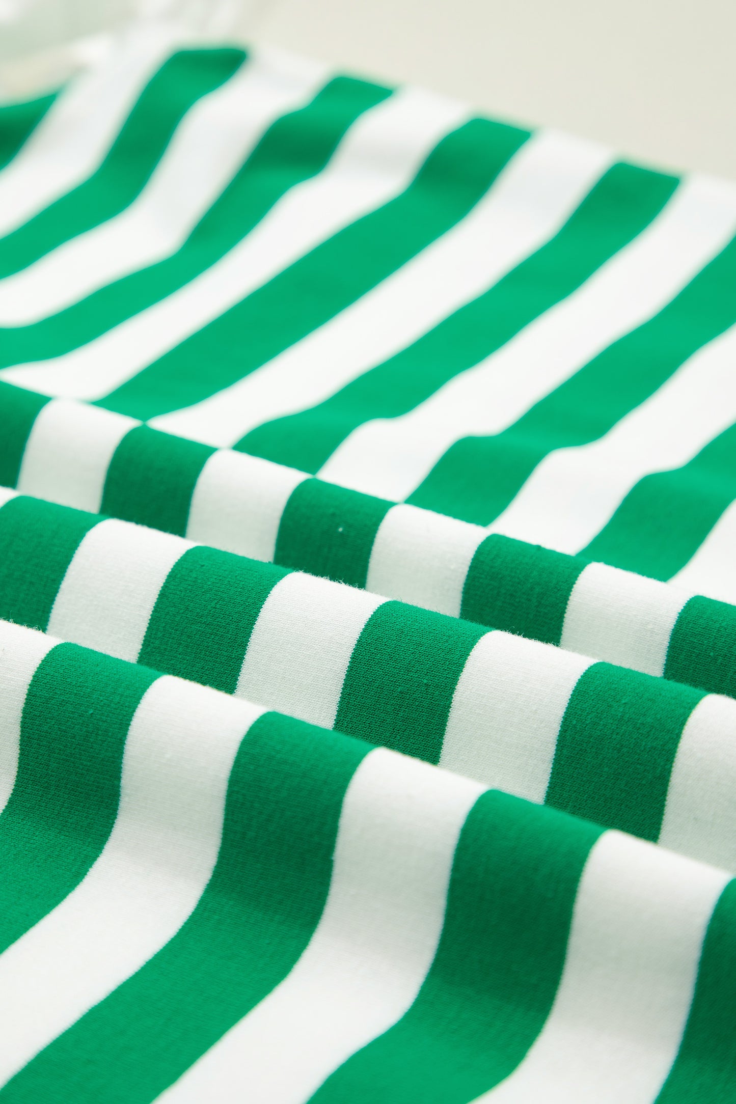 Green Stripe Collar V Neck Ruffle Short Sleeve Blouse