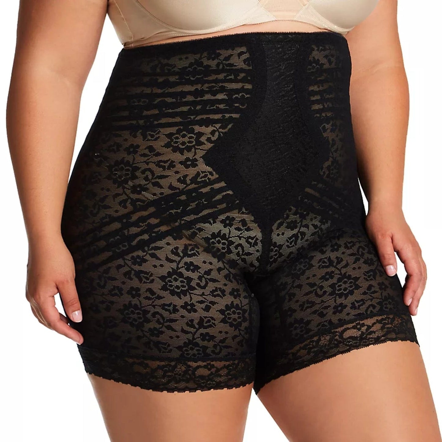 No Roll High Waist Lace Thigh Slimmer with Extra Firm Support