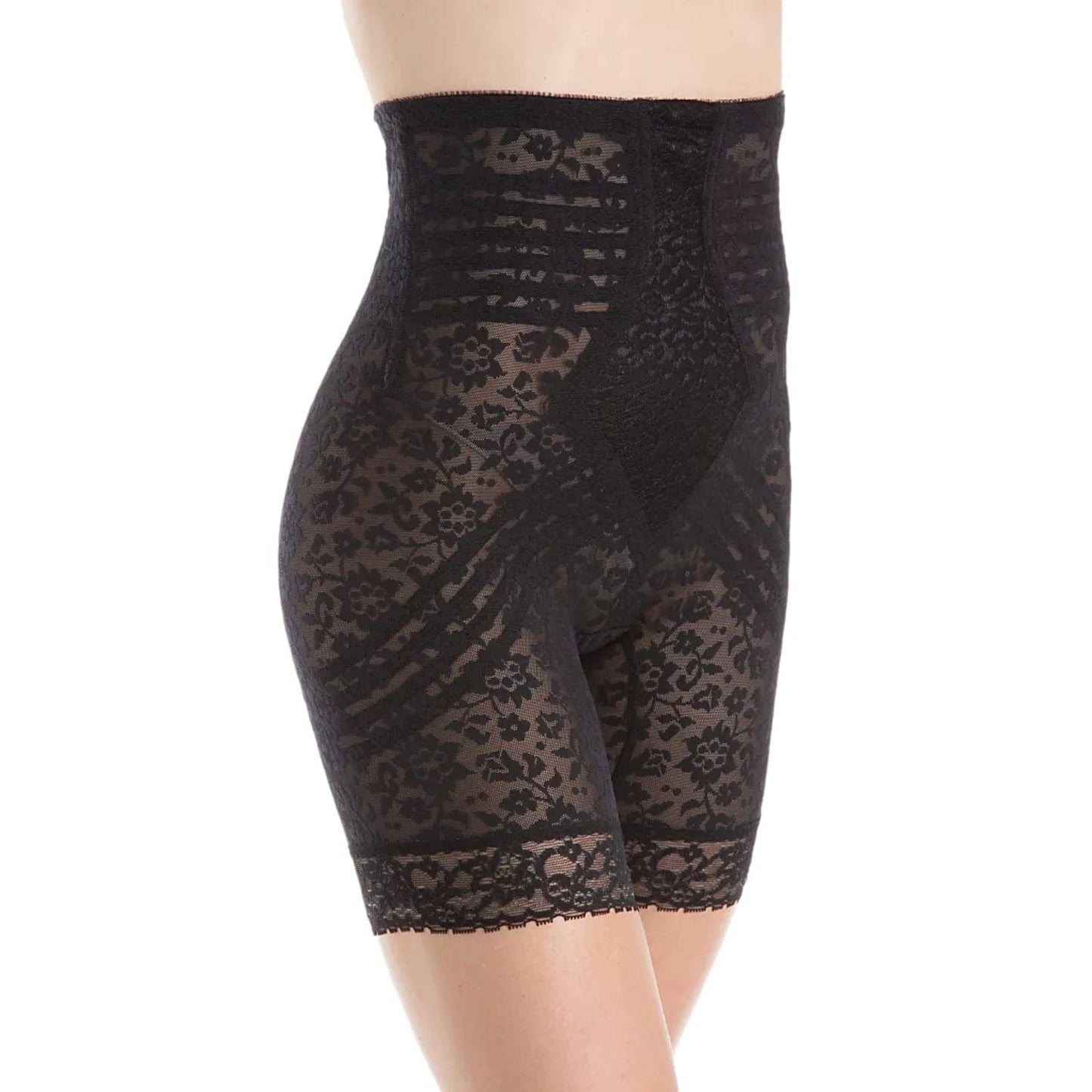 No Roll High Waist Lace Thigh Slimmer with Extra Firm Support
