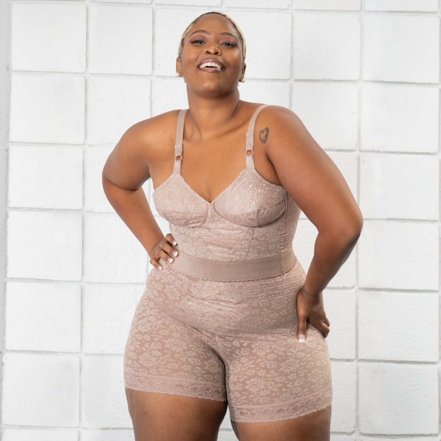 No Roll High Waist Lace Thigh Slimmer with Extra Firm Support