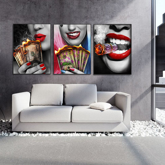 Red Lips Canvas Painting