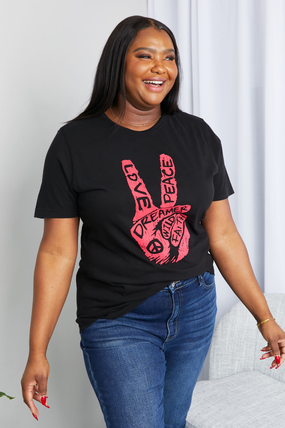 “Peace, Love, Dreamer” Graphic Tunic T-Shirt