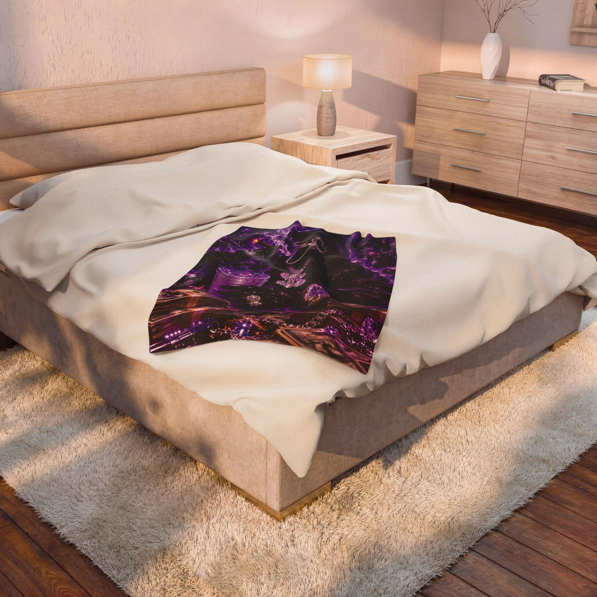 Gothic Ghostface Purple Velveteen Plush Blanket