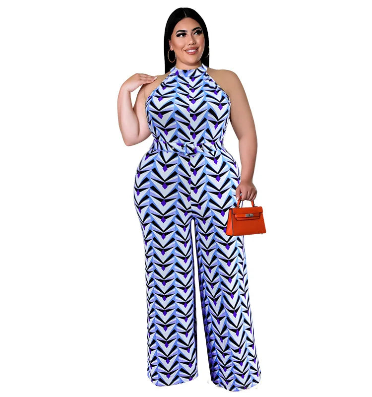 Casual Sleeveless Geometric Jumpsuit