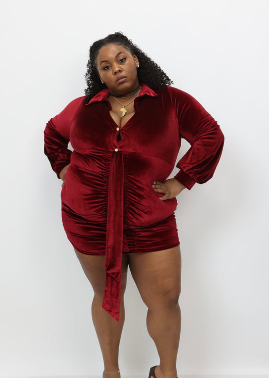 “Florrie” Burgundy Velvet Dress