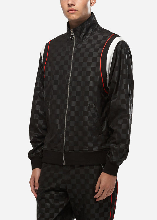 Konus Men's Tonal Checkered Jacket in Black