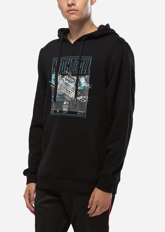 Konus Men's Graphic Pullover Hoodie in Black