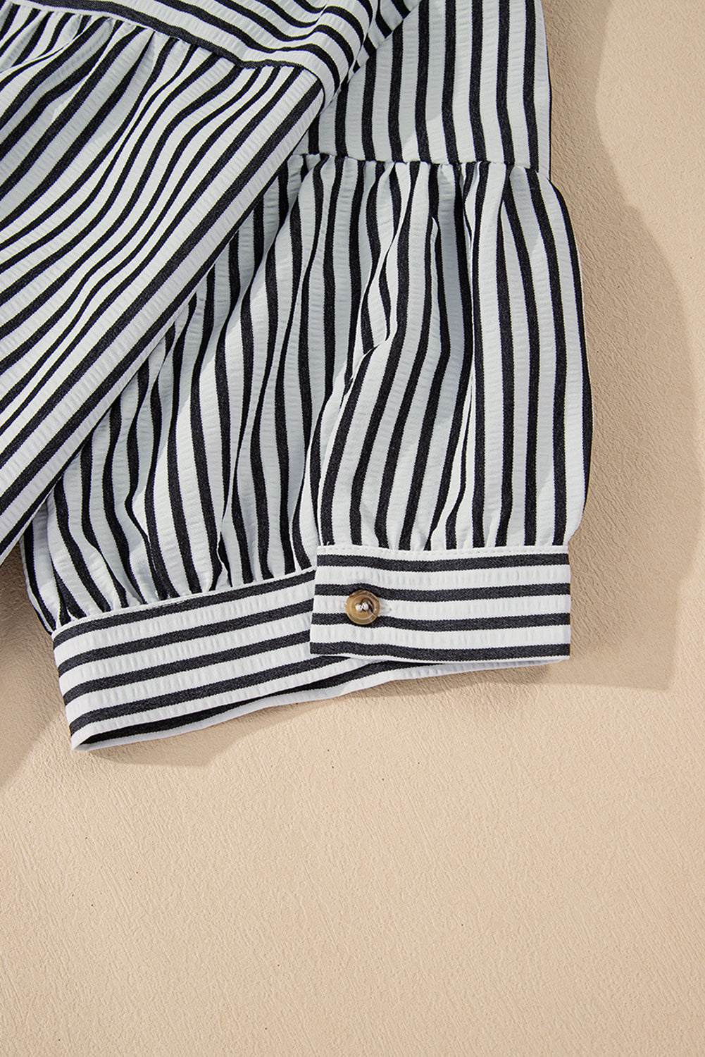 Stripe Short Sleeve Buttoned V Neck Pocketed Mini Dress
