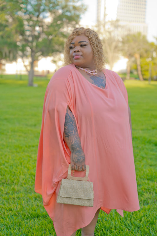 Round Neck Batwing Sleeve Mini Dress