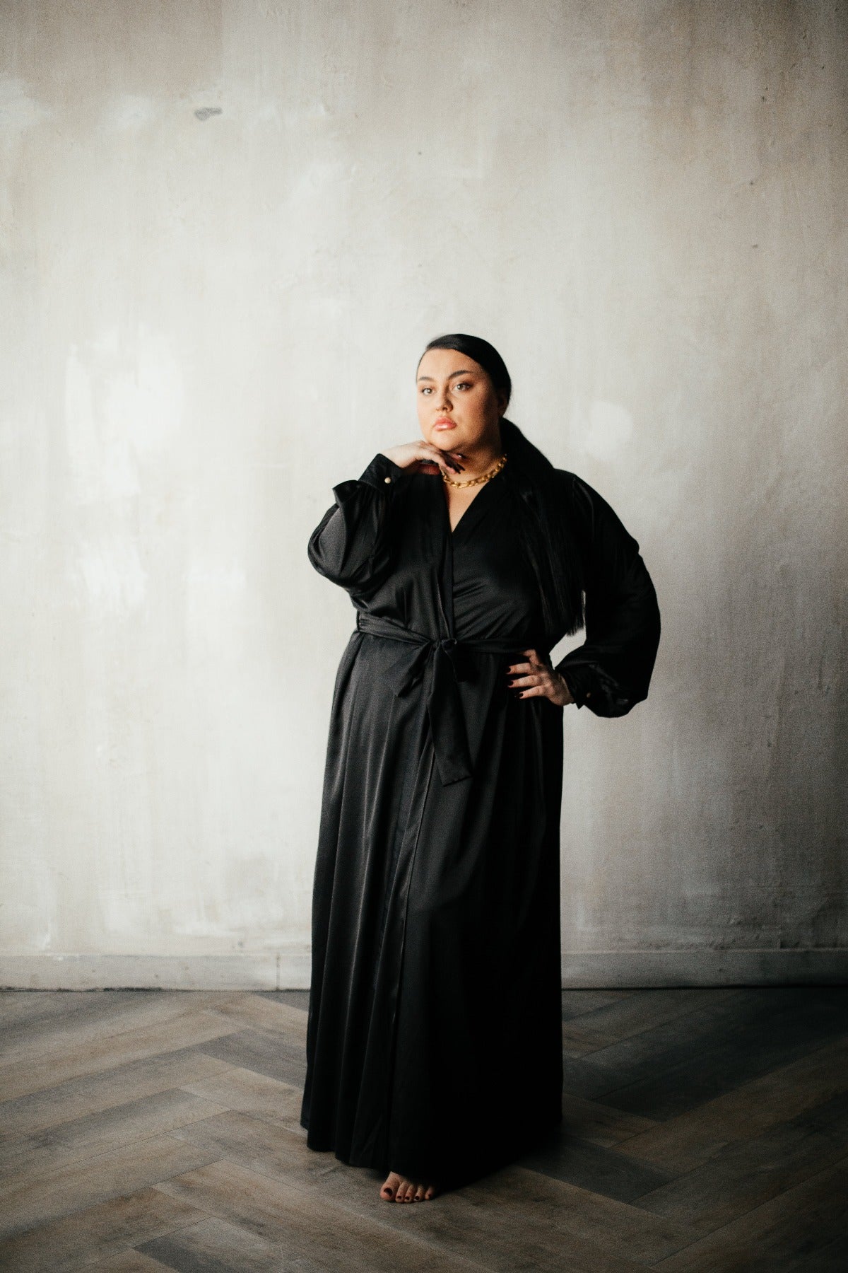 Silk Long Robe with Cuffs