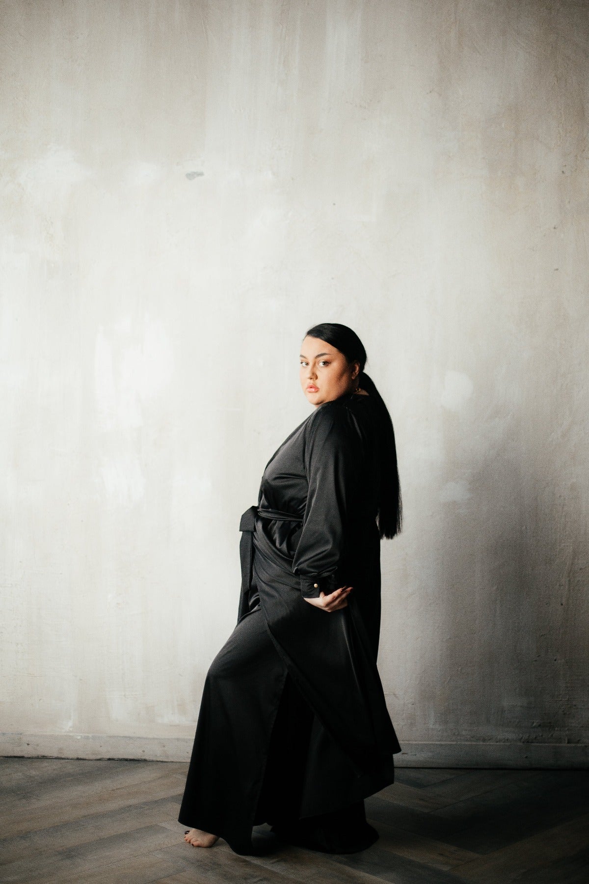 Silk Long Robe with Cuffs