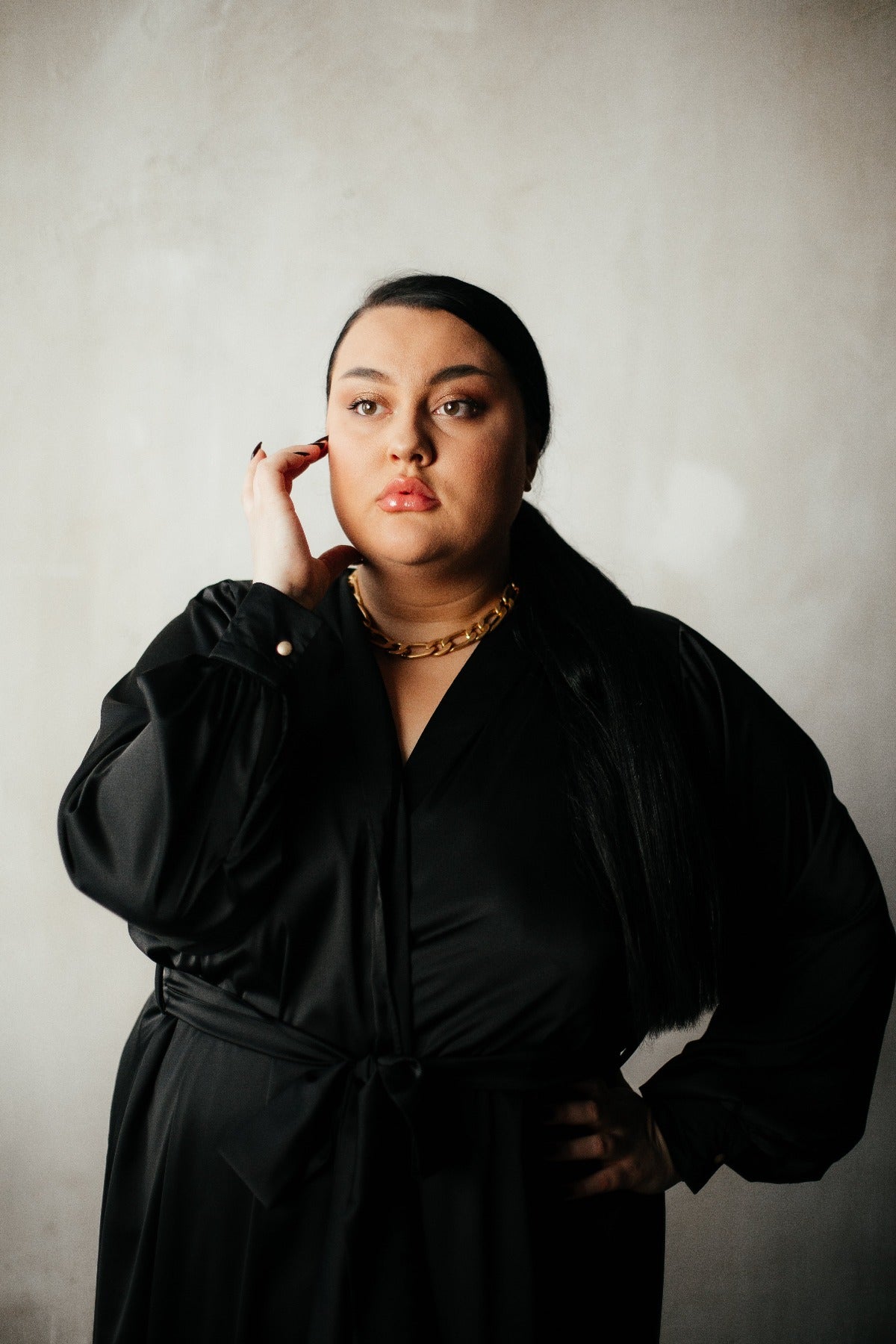 Silk Long Robe with Cuffs