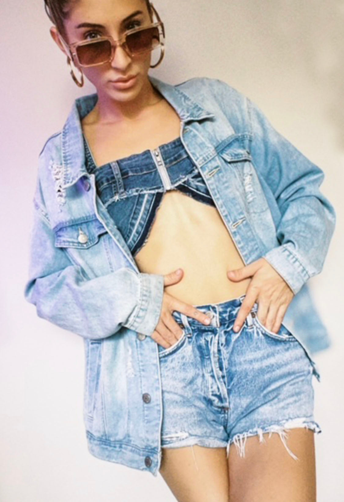 all covered-up denim bralette