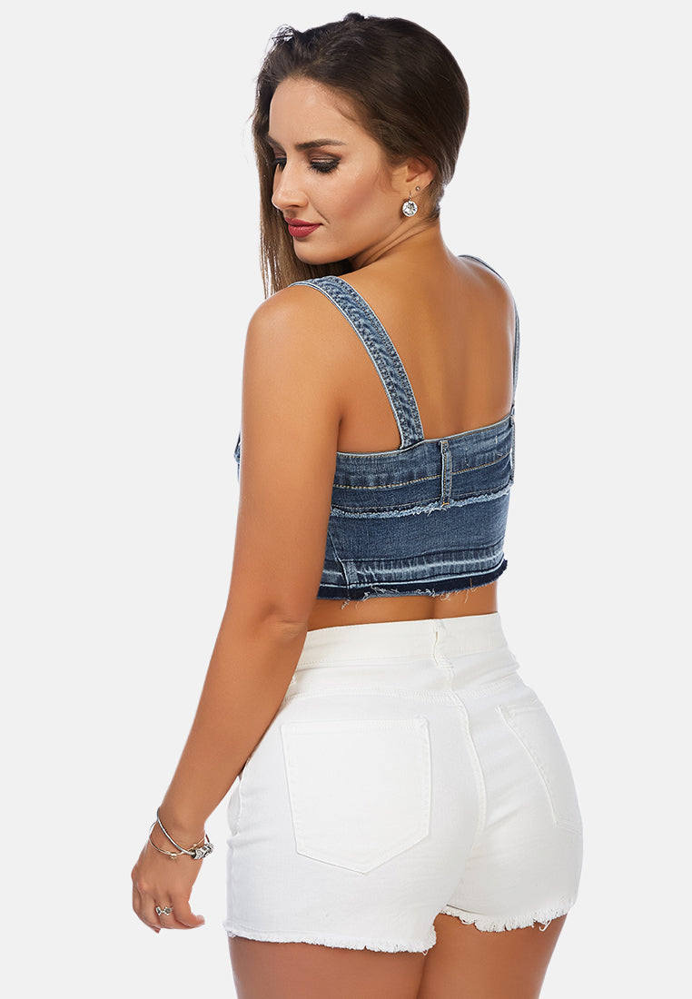 all covered-up denim bralette