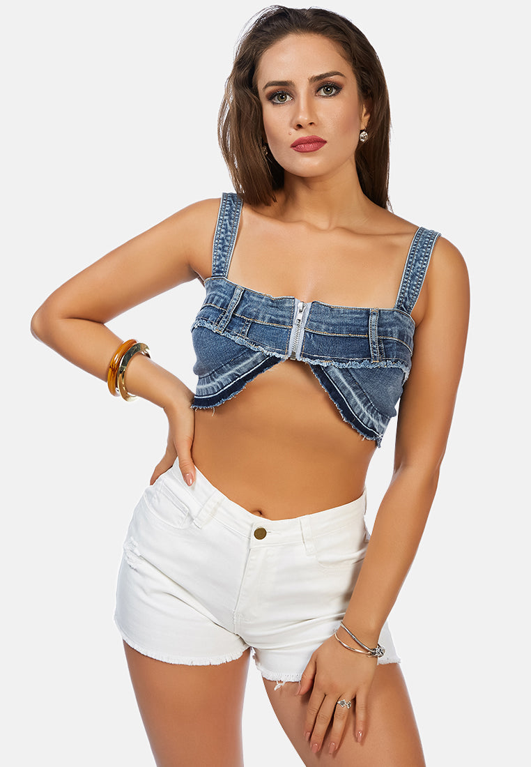 all covered-up denim bralette