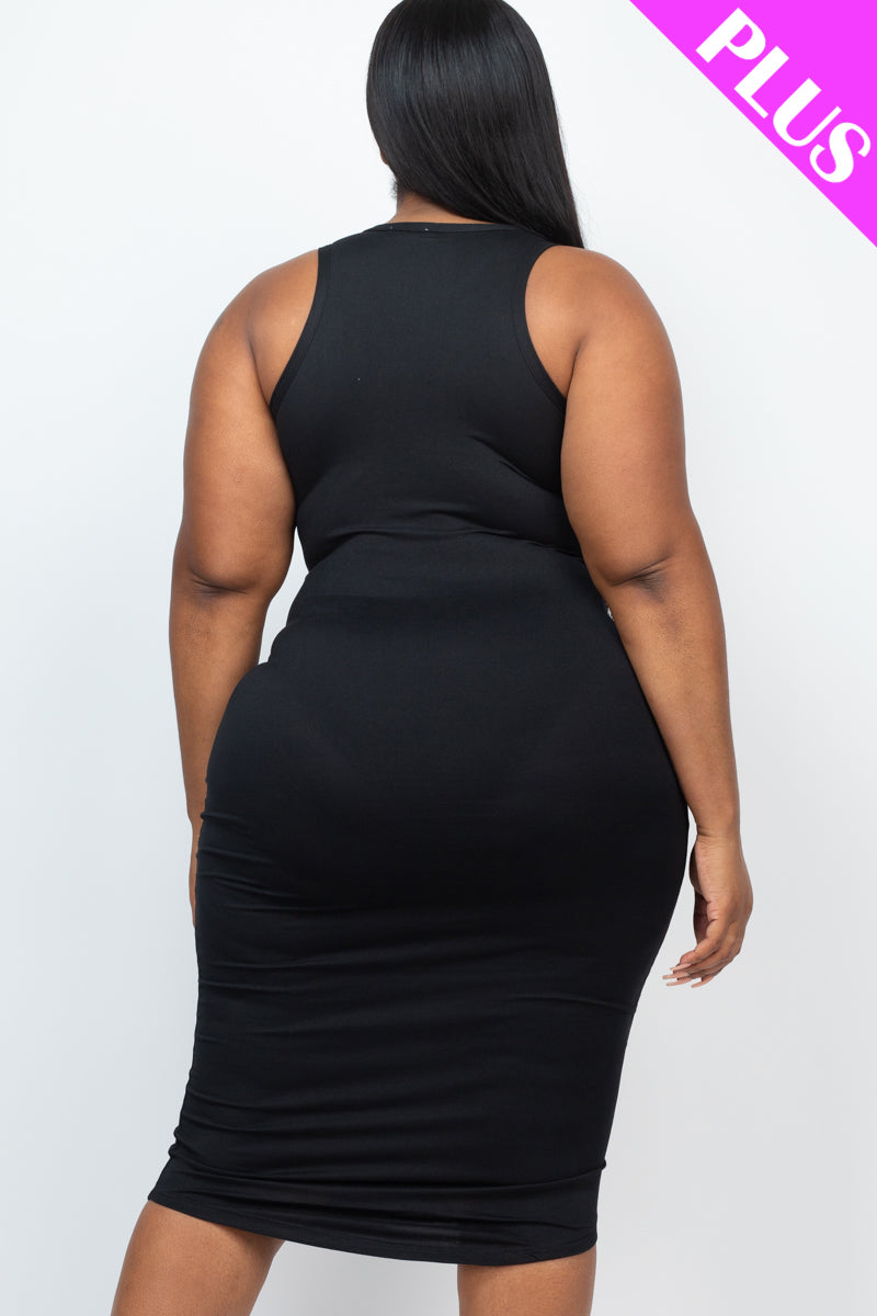 Split Neck Tank Midi Dress